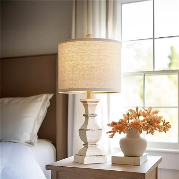 Farmhouse table lamp vintage rustic small bedside nightstand desk lamp decor - Picture 6 of 7